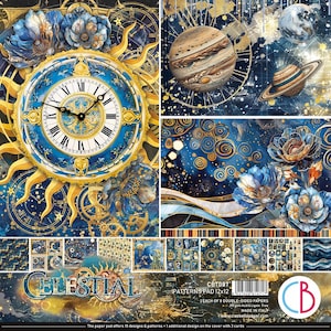 Ciao Bella 12x12 Patterns Celestial - 12x12 Cardstock - Double-Sided Cardstock - - Blue Cardstock Papers - Celestial Collection - 28-822