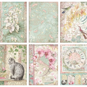 Stamperia Orchids and Cats A4 Rice Paper - Decoupage Rice Paper - Orchid Rice Paper - Stamperia Orchids - Orchids and Cats Collection