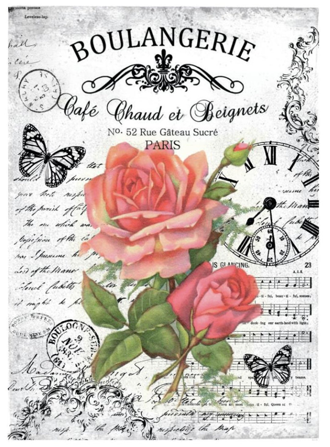 Little Birdie Deco Transfer Sheet: Rosy Note - Transfers Sheet - Rosy ...