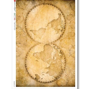 Paper Designs Rice Paper - Old Maps Rice Paper - Map Rice Paper - Decoupage Rice Paper - A4 - Vintage Map Paper - LAST CHANCE - 34-108