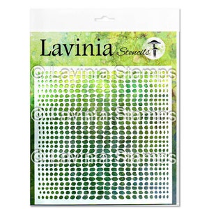 May include: White plastic stencil with a repeating pattern of oval shapes. The stencil is packaged in a clear plastic sleeve with the Lavinia Stencils logo and the text "Lavinia Stencils".