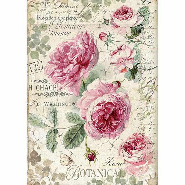English Roses A4 Rice Paper - Stamperia - Rice Paper - Rose Rice Pape…