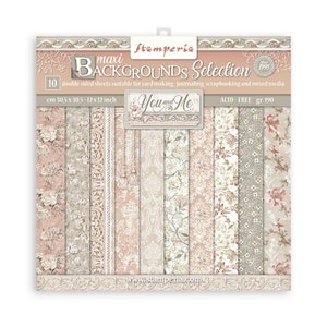 Stamperia 12x12 You & Me Backgrounds Paper Pack - Double Sided Cardstock - 12x12 Cardstock - You and Me Collection - Wedding Paper - 23-1110