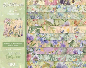Crafter's Companion 6x6 Wildflower - Double Sided Cardstock - 6x6 Cardstock - Nature's Garden Wildflower Collection - 42-119