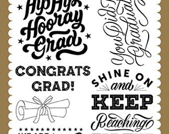 Echo Park You Did It Stamp Set - Echo Park - Graduation Collection  - Graduation Stamps - Graduate Stamps - Congrats Grad - 36-167