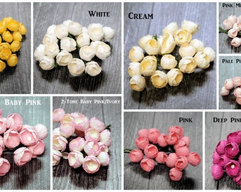 Promlee Flowers Buttercups #1 15mm 20pk - Paper Flowers - Flower Embellishments - Mulberry Paper Flowers - Buttercup Flowers