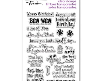 Stampendous Dog Sayings Perfectly Clear Stamp Set - Clear Cling Stamp - Sentiment Cling Stamp - Bow Wow Stamp - Dog Paw Stamp - 19-147