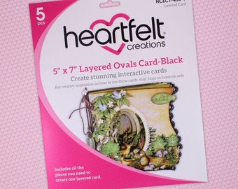 5" x 7" Layered Ovals Card - Black - Heartfelt Creations Layered Ovals - Black Card - Oval Window Card Set - Greeting Card Kit - 9-229