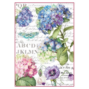 Papel de Arroz Stamperia Hortensia y Libélula - Stamperia - Papel de Arroz - Papel de Arroz Libélula - Papel Hortensia y Libélula - 23-074
