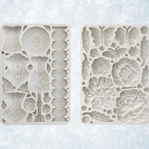 Stamperia A5 Old Lace Silicone Mold - Mannequins and Corsets Mold - Butterfly and Flowers Mold - Old Lace Collection