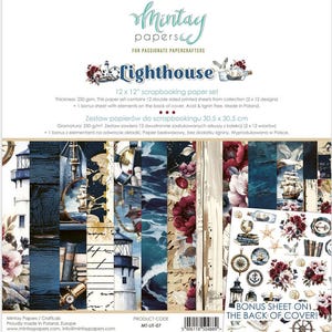 Mintay 12x12 Lighthouse Paper Pack - Double Sided Paper - 12x12 Paper - Card Stock Paper - Lighthouse Collection - 27-548