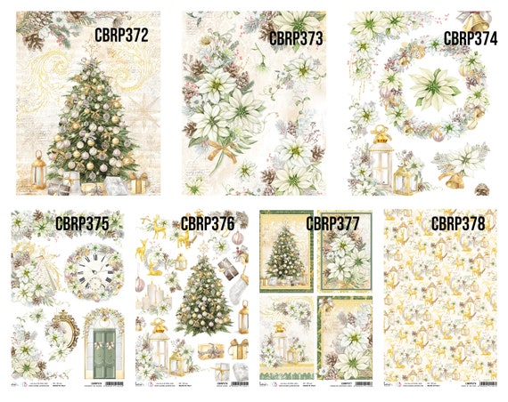 Ciao Bella Sparkling Christmas A4 Rice Paper  - Decoupage Rice Paper - Christmas Rice Paper - A4 Rice Paper - Sparkling Christmas Collection