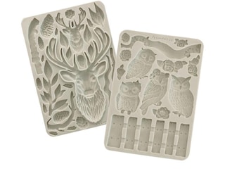 Stamperia A5 The Owl's House Silicone Mould - Owls House Collection Moulds -  Owls Mould - Deer Mould - Owls and Branch Mould
