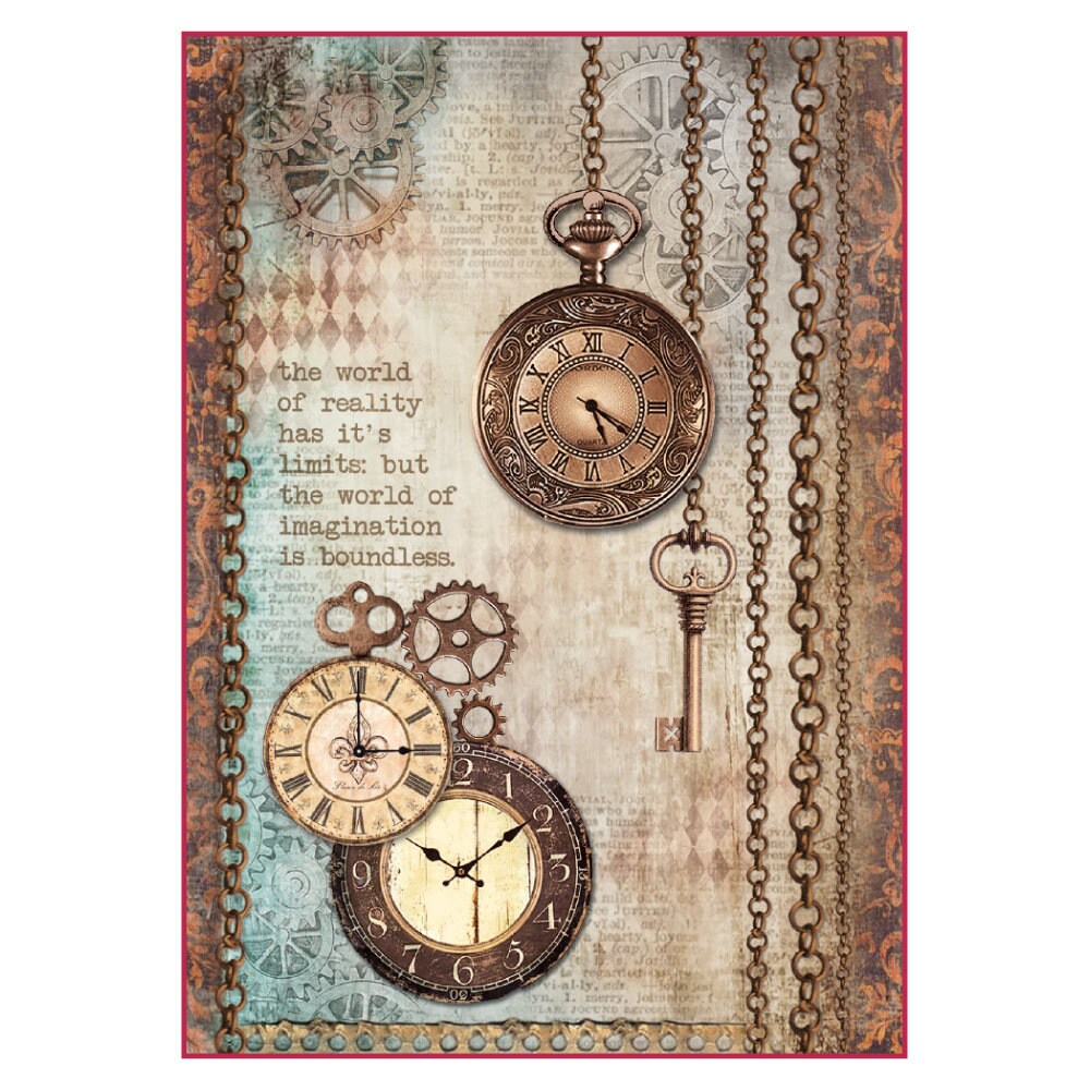 Stamperia Clockwise Clock and Keys Decoupage Rice Paper - Stamperia -…