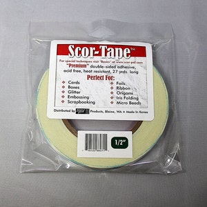Scor-Tape 1/2&quot; - Double Sided Adhesive - Scor Tape - Acid Free Double Sided Tape - Double Sided Scor Tape - Paper Backed Tape - 18-004