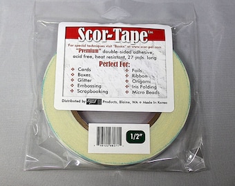 Scor-Tape 1/2" - Double Sided Adhesive - Scor Tape - Acid Free Double Sided Tape - Double Sided Scor Tape - Paper Backed Tape - 18-004