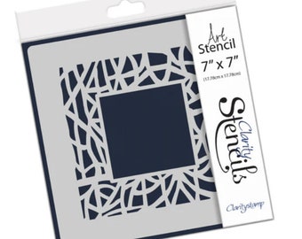 Clarity Mosaic Box Frame Stencil - Clarity Stencil - Background Stencil - Squares Background Stencil - Mixed Media Stencil - Stencil - 5-049