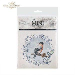 ITD Collection MINI Winter Birds Rice Paper Set - ITD Rice Paper - Wreaths Painted With Frost Rice Paper - Bird Rice Paper - 31-425