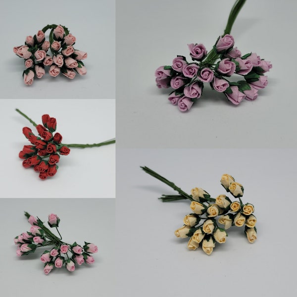 Promlee Flowers 6mm Rosebuds 20pk - Paper Flowers - Flower Embellishments - Mulberry Paper Flowers - Flowers - Handmade Flowers