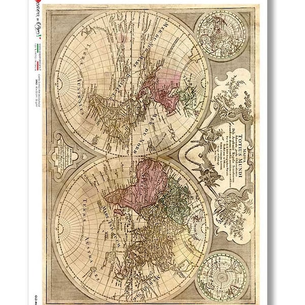 Paper Designs Rice Paper - Old Maps Rice Paper - Map Rice Paper - Decoupage Rice Paper - A4 Rice Paper - Vintage Map Paper - 34-105