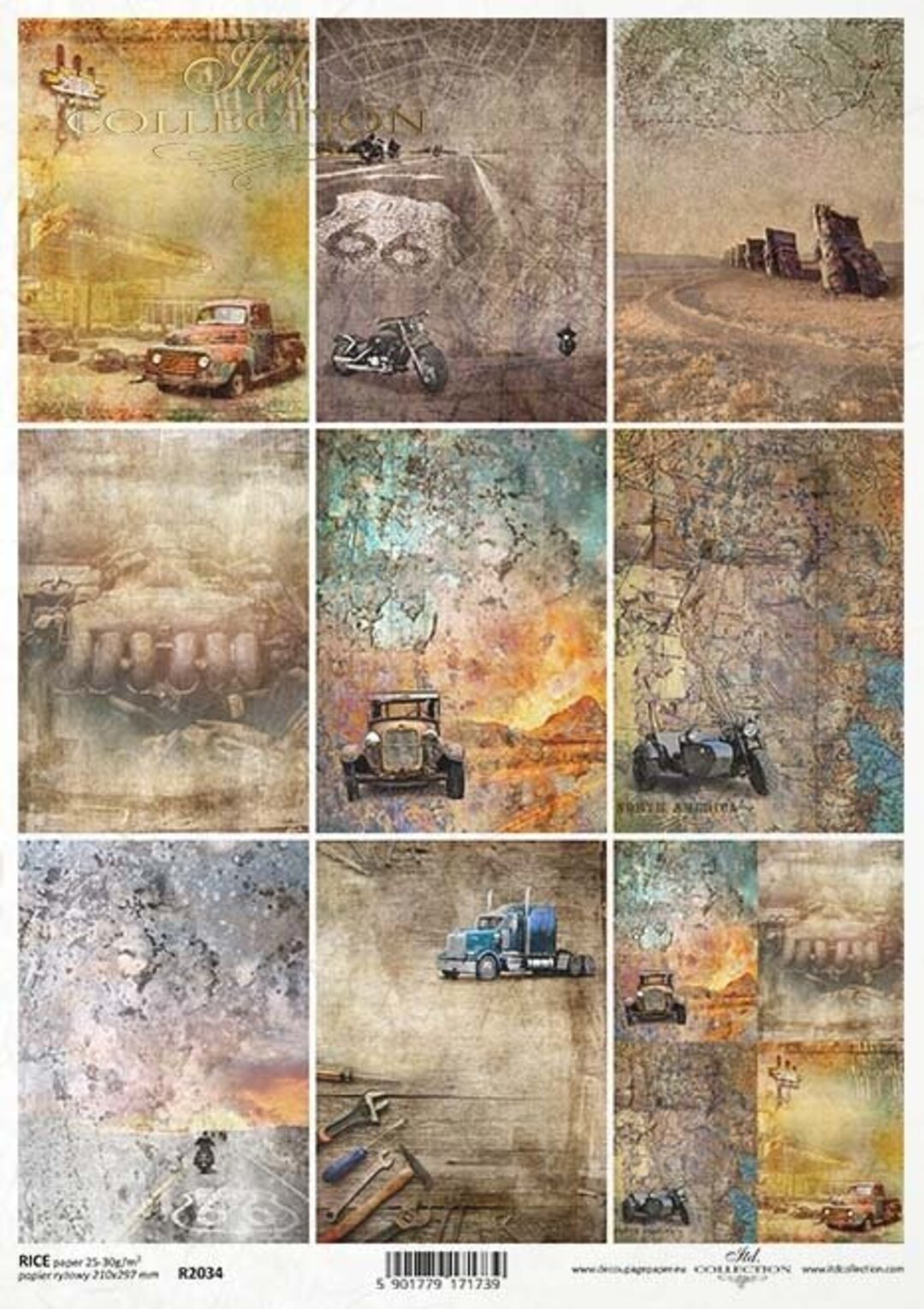 ITD Collection A4 Route 66 Legendary Series Collage Rice Paper ...