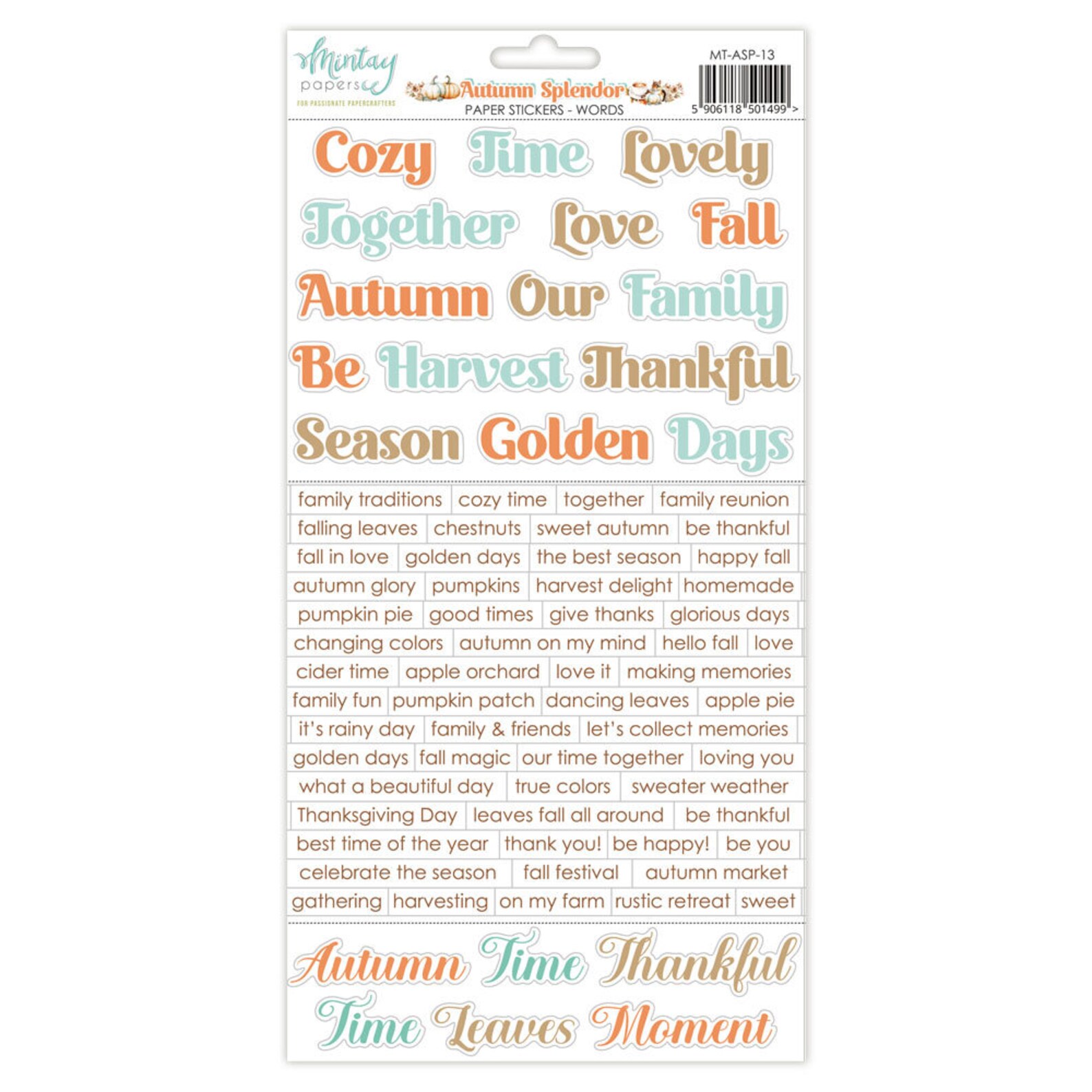 Mintay Autumn Splendor Words Stickers - Cardboard Sticker Sheet ...