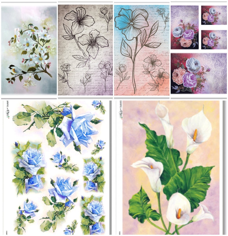 Paper Designs Rice Paper - Flowers - Flower Rice Paper - Decoupage Rice ...