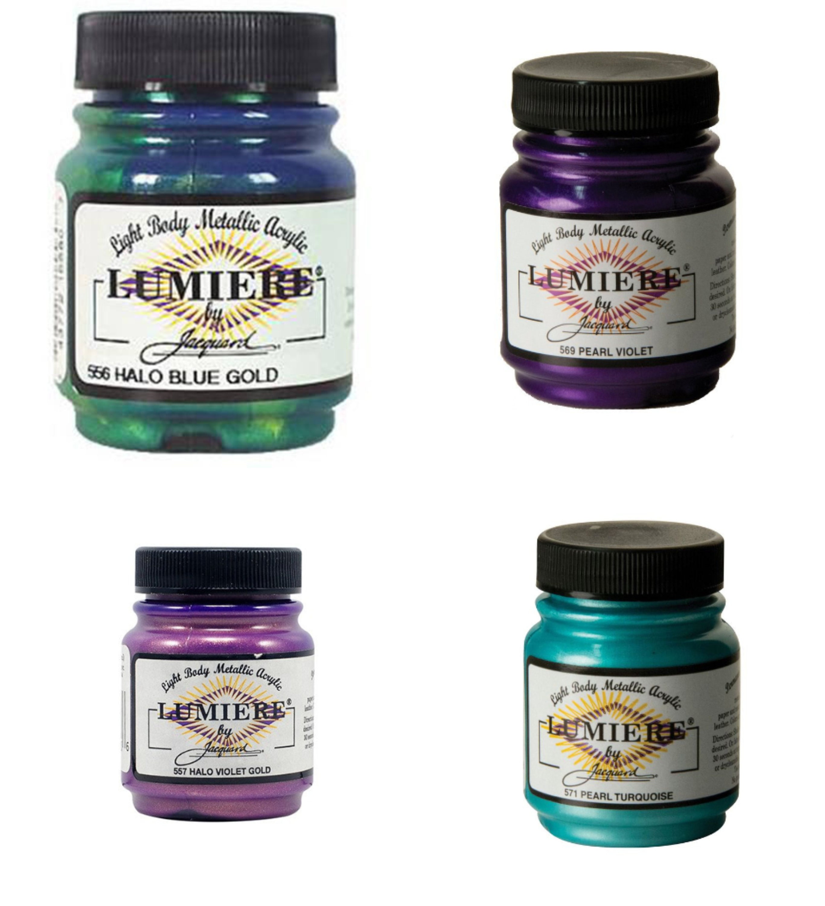 Jacquard Lumiere Metallic & Pearlescent Acrylic Paint Lot of 6 - 2.25oz 6  Colors