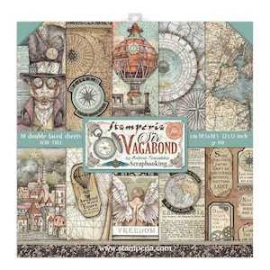Stamperia 12x12 Sir Vagabond Cardstock - Double Sided Cardstock - 12x12 Cardstock - Sir Vagabond Cardstock - Vintage Paper - 23-585