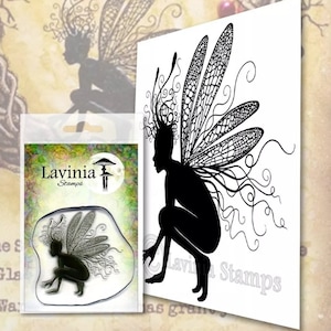 Lavinia Stamps Oona - Squatting Fairy Stamp - Clear Cling Stamp - Fairy Stamp - Oona Stamp - Fairy Silhouette Stamp - LAST CHANCE - 12-384