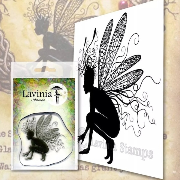 Lavinia Stamps Oona - Squatting Fairy Stamp - Clear Cling Stamp - Fairy Cling Stamp - Oona Stamp - Fairy Silhouette Stamp - 12-384