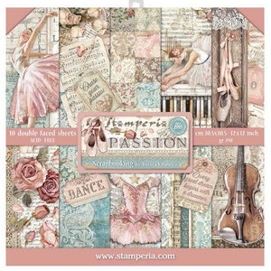 Stamperia 12x12 Passion Cardstock - Double Sided Cardstock - 12x12 - 12x12 Paper - Passion Collection - Stamperia Passion Collection -23-650