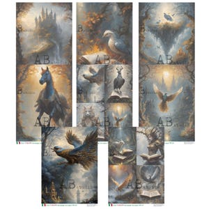 ABStudio Carte Italiano A4 Decoupage Rice Papers - Decoupage Papers - Rice Papers - A4 Papers - Fantasy Papers - Mystical Animals Papers