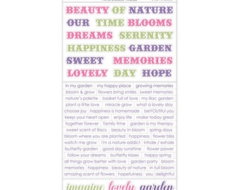 Mintay Lilac Garden Words Stickers - Cardboard Sticker Sheet - Cardboard Stickers - Lilac Garden Collection - 27-393