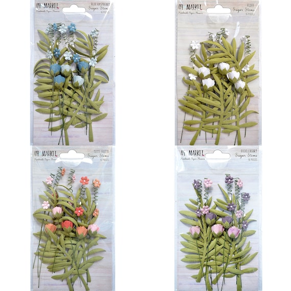 49 and Market Sugar Stems - 49 & Market - Scrapbook Flowers - Colored Blooms - Flowers - Flower Embellishments - Sugar Stems - CLEARANCE
