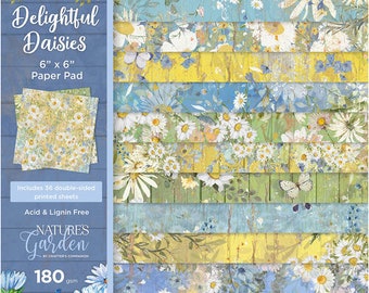 Crafter's Companion 6x6 Delightful Daisies - Double Sided Cardstock - 6x6 Cardstock - Nature's Garden Delightful Daisies Collection - 42-120