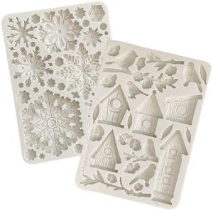 Stamperia A5 Dewdrops Silicone Mold - Dewdrops Collection Molds - Snowflakes Mold - Nests and Birds Mold - Stamperia Dewdrops Moulds