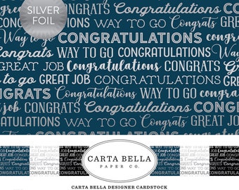 Carta Bella 12x12 Congrats Foil Collection Kit - Carta Bella - Silver Foil - Silver Foil Cardstock - Silver Foil Congrats Kit - 36-064