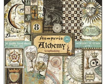 Stamperia 12x12 Alchemy Cardstock - Double Sided Cardstock - 12x12 Cardstock - 12x12 - Alchemy Cardstock - Cardstock for Scrapbooks - 23-156