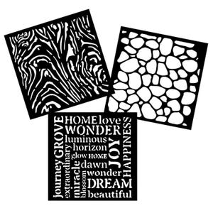 Stamperia Hidden Grove Stencils - Hidden Grove Mixed Media Stencil - Thick Stencil - Wood Grain Stencil - Stone Stencil - Words Stencil