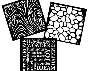 Stamperia Hidden Grove Stencils - Hidden Grove Mixed Media Stencil - Thick Stencil - Wood Grain Stencil - Stone Stencil - Words Stencil