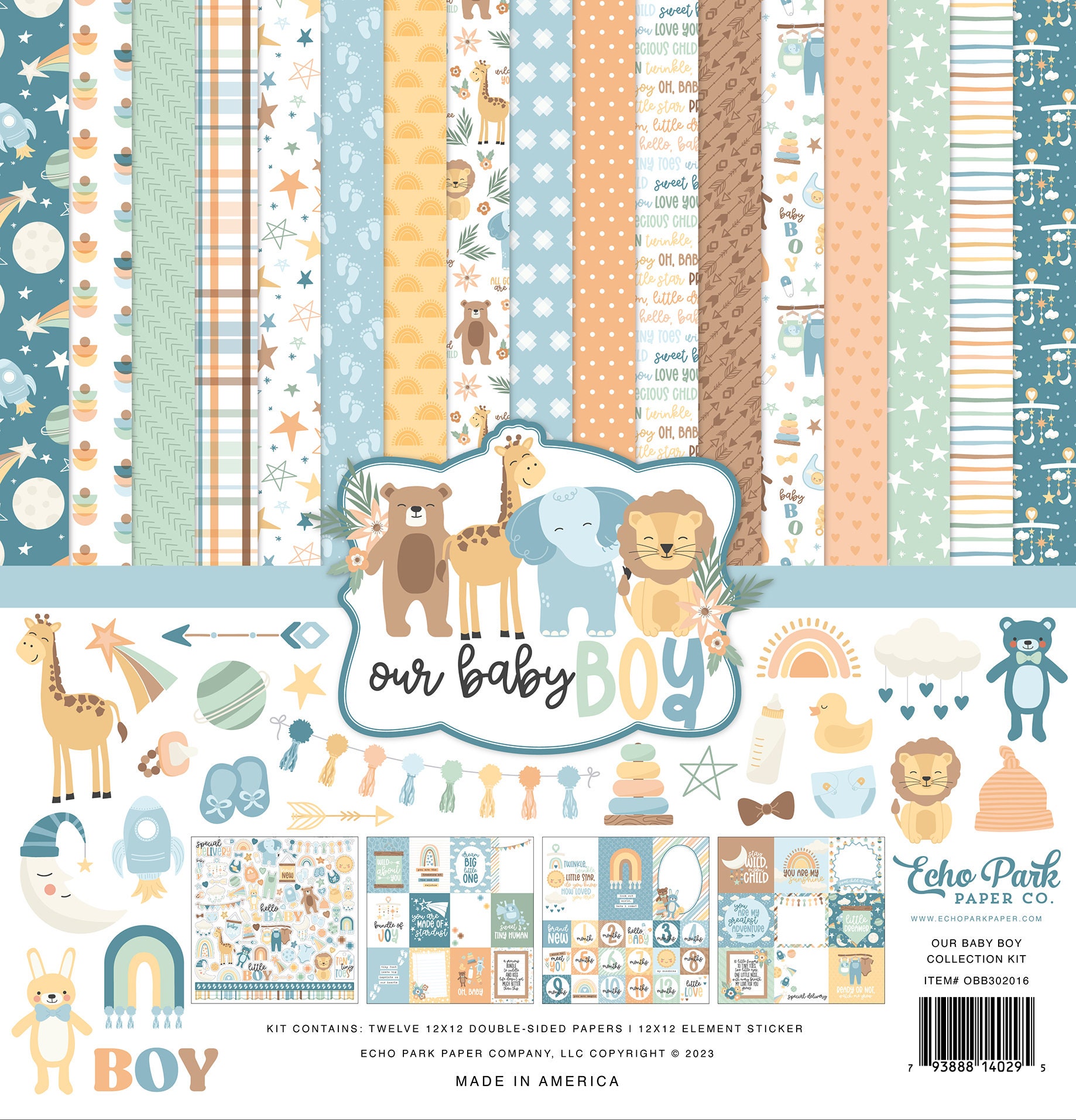 Dress My Crafts Single-Sided Paper Pad 12x12 24/Pkg - Precious Baby Boy, 12 Designs/2 Each