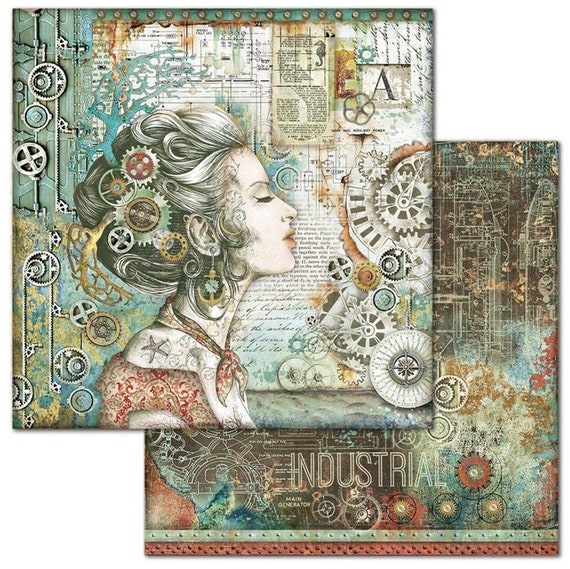 Miria絵画11点 Stamperia 8x8 Mechanical Sea World Cardstock - Sea World
