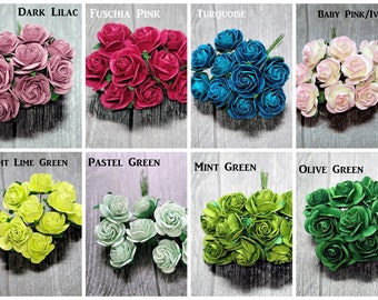 Promlee Flowers 10mm #5 Open Roses 20pk - Color Set 5 - Paper Flowers - Flower Embellishments - Mulberry Paper Flowers - Handmade Flowers