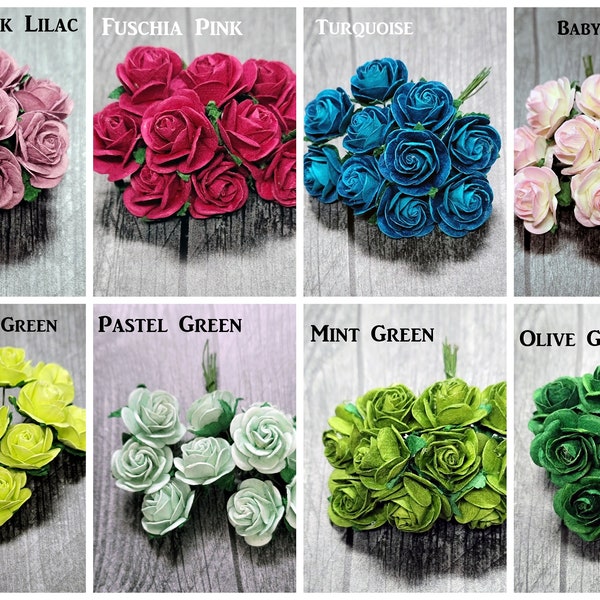 Promlee Flowers 10mm #5 Open Roses 20pk - Color Set 5 - Paper Flowers - Flower Embellishments - Mulberry Paper Flowers - Handmade Flowers