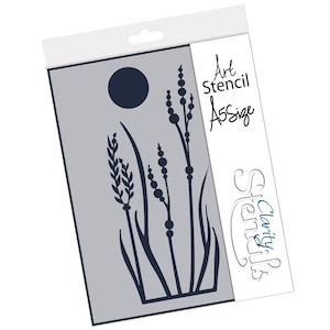 Clarity Stamps Japanese Reeds A5 Stencil - Grass Stencil - Japanese Background Stencil - Mixed Media Stencil - Japanese Reeds - 5-043