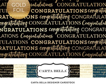 Carta Bella 12x12 Congratulations Foil Collection Kit - Carta Bella - Gold Foil - Gold Foil Cardstock - Gold Foil Congrats Kit - 36-065
