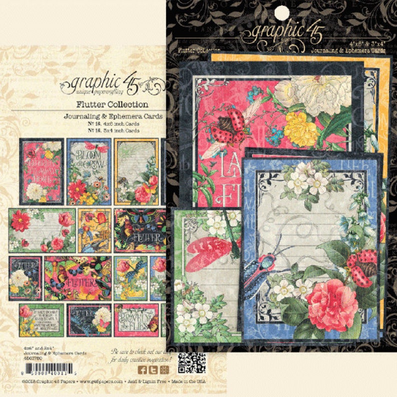 Graphic 45 Journaling /& Ephemera Cards FLORAL SHOPPE