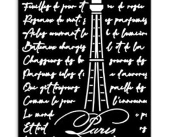 Stamperia Create Happiness Oh La La Tour Eiffel Stencil - Eiffel Tower Stencil - Script Stencil - Mixed Media Stencil - 23-1576