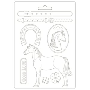 Stamperia CLEARANCE A4 Romantic Horses Soft Mold - Romantic Horses Collection - A4 Soft Mold - Stamperia Soft Mold - A4 Soft Mold - 23-818